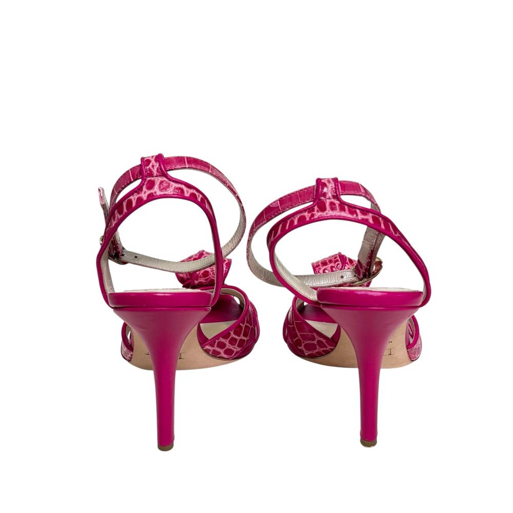 Christian Dior Crocodile Embossed Leather Karma Sandal Violet Moyen 37.5 7.5 - Picture 3 of 9